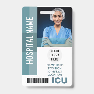 Badge Photo d'employé personnalisée, code-barres, logo d