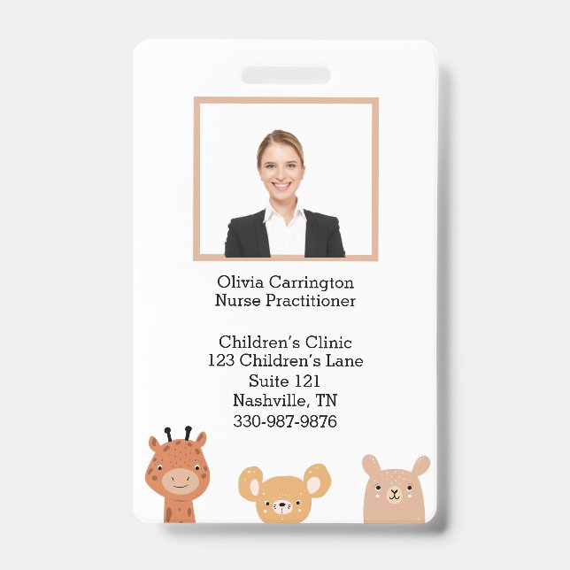 Badge Photo d'employé personnalisée Code-barres Logo Nom (Avant)