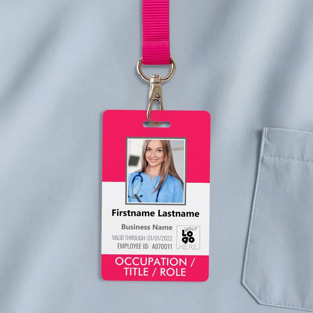 Badge Photo d'employé personnalisée, code-barres, logo r (Créateur téléchargé)