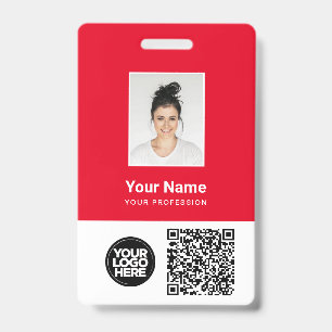 Badge Photo d'employé personnalisée, code Qr et barre, l