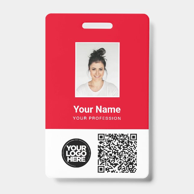 Badge Photo d'employé personnalisée, code Qr et barre, l (Face)