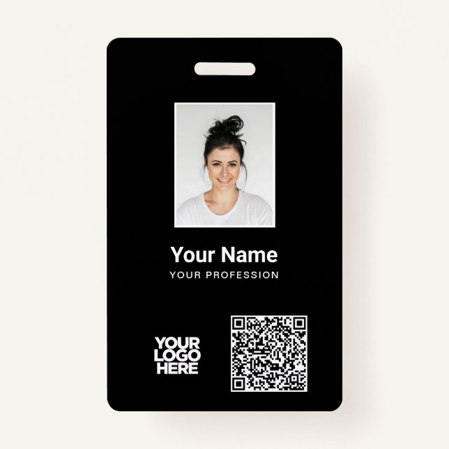 Badge Photo d'employé personnalisée, code Qr et barre, l (Devant)