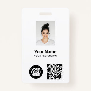 Badge Photo d'employé personnalisée, code Qr et barre, l