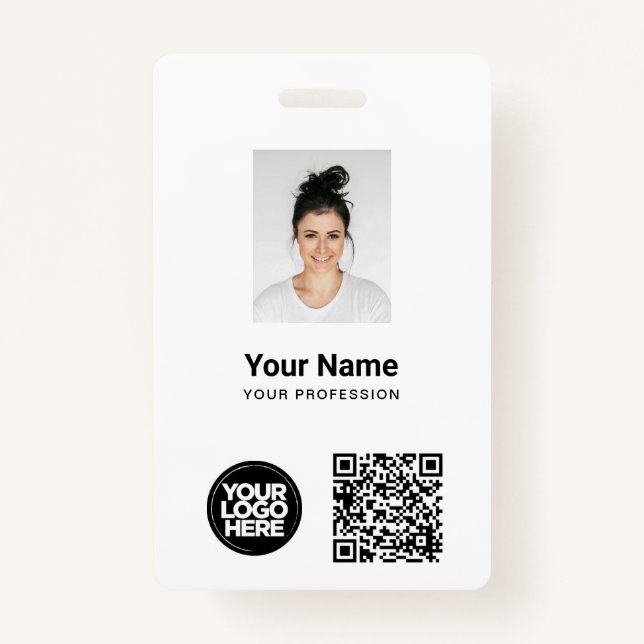 Badge Photo d'employé personnalisée, code Qr et barre, l (Devant)