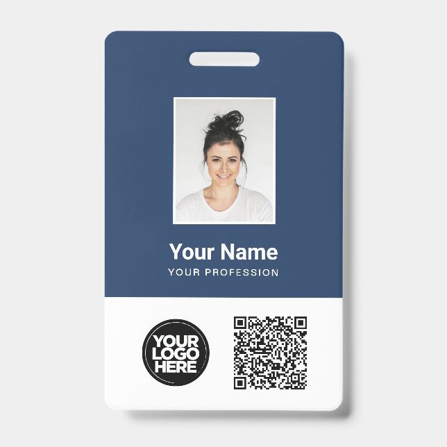 Badge Photo d'employé personnalisée, code Qr et barre, l (Avant)