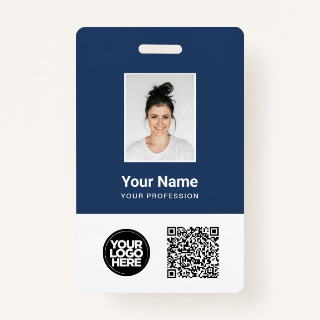 Badge Photo d'employé personnalisée, code Qr et barre, l (Devant)