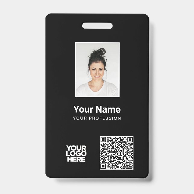 Badge Photo d'employé personnalisée, code QR et code-bar (Avant)