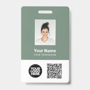 Badge Photo d'employé personnalisée, code QR et code-bar