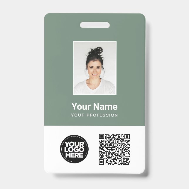 Badge Photo d'employé personnalisée, code QR et code-bar (Avant)