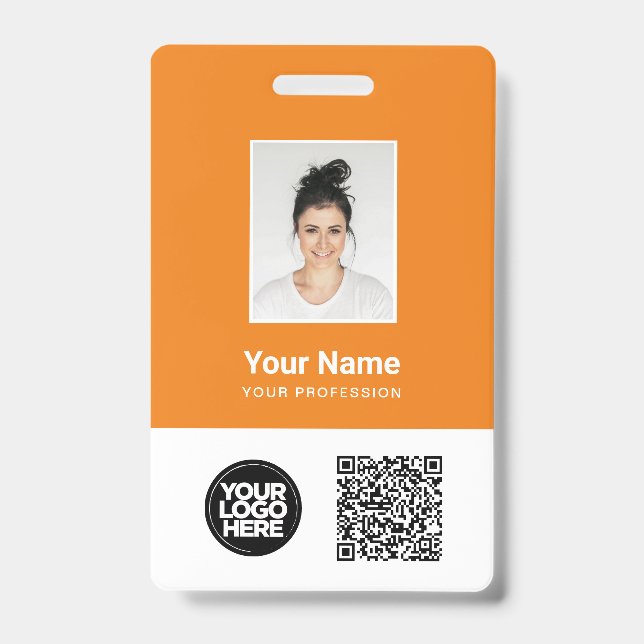Badge Photo d'employé personnalisée, code QR et code-bar (Avant)