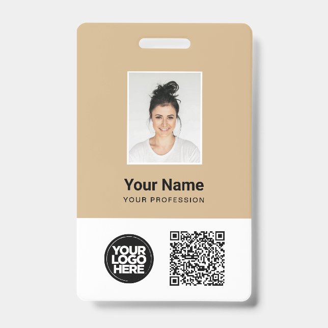 Badge Photo d'employé personnalisée, code QR et code-bar (Avant)
