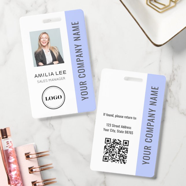 Badge Photo d'employé personnalisée, Code Qr, Logo, Nom (Bureau)