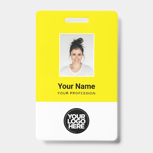 Badge Photo d'employé personnalisée, Code Qr, Logo, Nom (Avant)