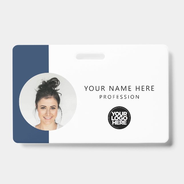 Badge Photo d'employé personnalisée, Code QR, Logo, Nom (Avant)