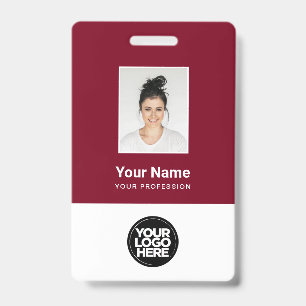 Badge Photo d'employé personnalisée, Code Qr, Logo, Nom