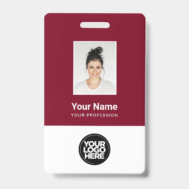 Badge Photo d'employé personnalisée, Code Qr, Logo, Nom (Avant)