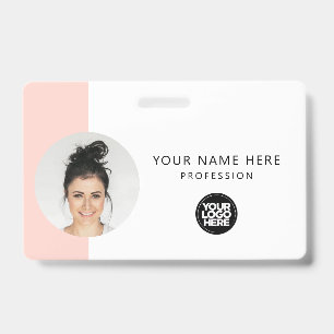 Badge Photo d'employé personnalisée, Code QR, Logo, Nom