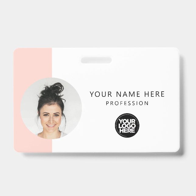 Badge Photo d'employé personnalisée, Code QR, Logo, Nom (Avant)