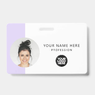 Badge Photo d'employé personnalisée, Code QR, Logo, Nom