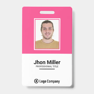 Badge Photo d'employé personnalisée, logo, code-barres,