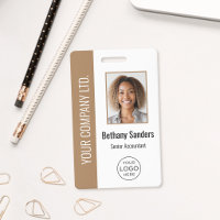 Photo d'employé personnalisée, logo, nom marron