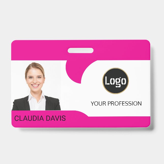 Badge Photo d'employé personnalisée, Nom  (Avant)