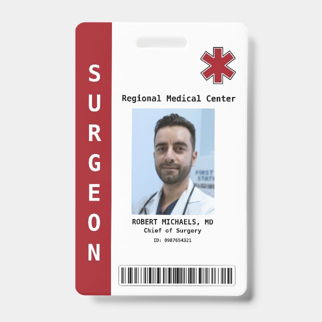 Badge Photo d'employé personnalisée, nom, code-barres, b (Avant)