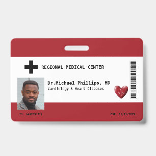 Badge Photo d'employé personnalisée, nom, code-barres, l