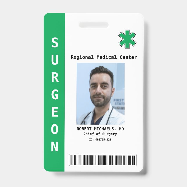 Badge Photo d'employé personnalisée, nom, code-barres, l (Avant)