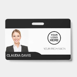 Badge Photo d'employé personnalisée, Nom, Logo, Code-bar