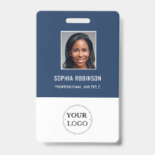 Badge Photo d'employé personnalisée, nom, logo, code-bar