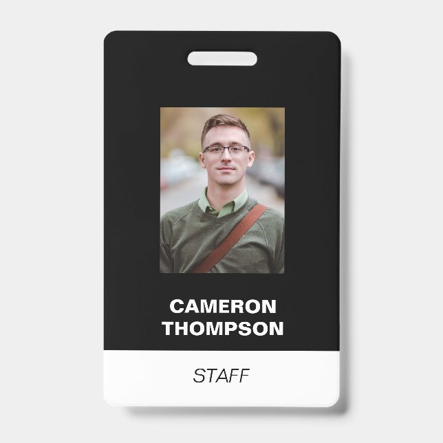 Badge Photo d'employé PERSONNALISÉE pour le personnel (Avant)