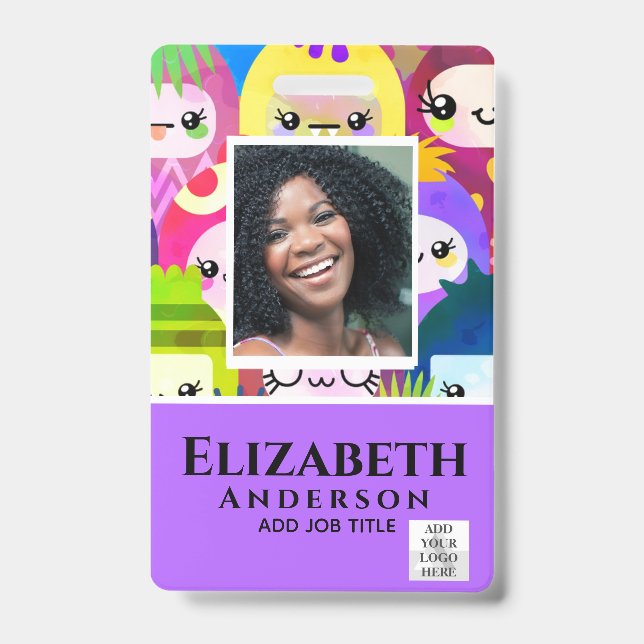 Badge photo d'employé QR Code Code-barres Enfants  (Avant)
