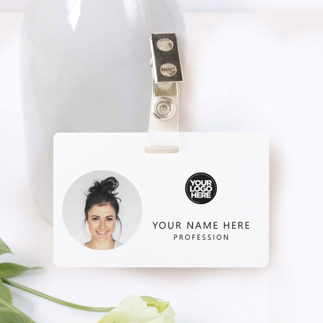 Badge Photo d'employé rond, Code QR, Logo, Nom (Créateur téléchargé)