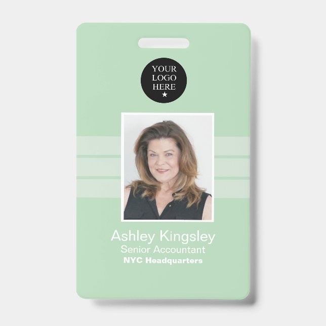 Badge photo d'employé vert Sécurité d'entreprise (Avant)
