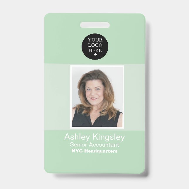 Badge photo d'employé vert Sécurité d'entreprise (Avant)