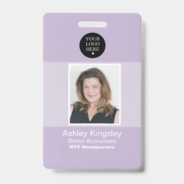 Badge photo d'employé violet Sécurité d'entreprise (Avant)