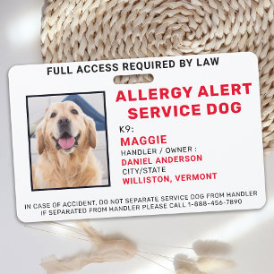 Badge Photo d'Identification de Chien d'Alerte d'A