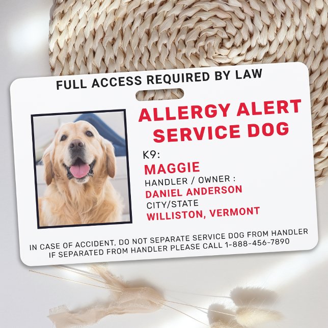 Badge Photo d'Identification de Chien d'Alerte d'A (Créateur téléchargé)