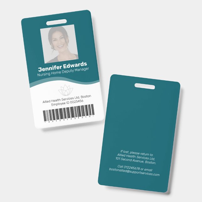 Badge Photo d'identification de l'employé essentiel de l (Avant & arrière)