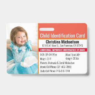 Badge Photo d'identification de l'enfant Allergie d'urge