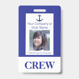 Badge photo d'identification de l'équipage de bate