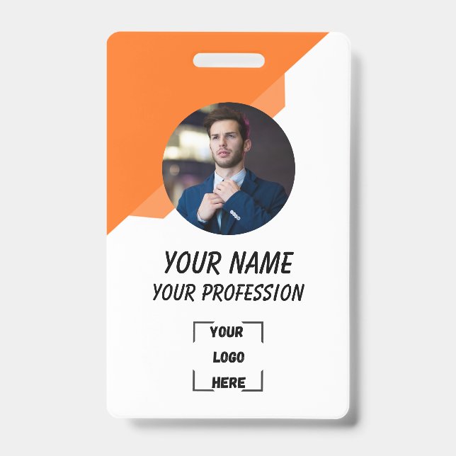 Badge photo d'identification de travailleur profes (Avant)