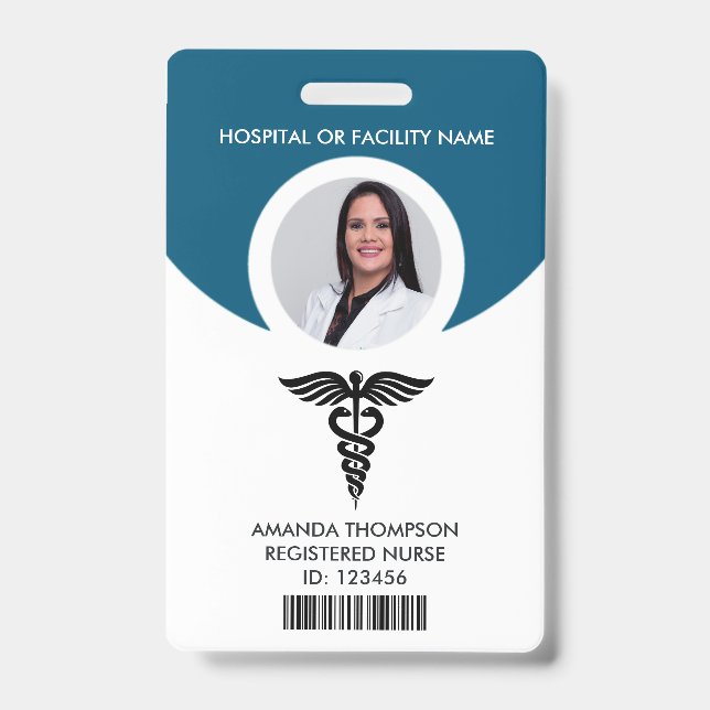 Badge Photo d'identification d'infirmière diplômée d'Éta (Avant)