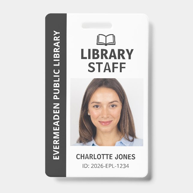 Badge Photo d'identification du personnel de la biblioth (Avant)