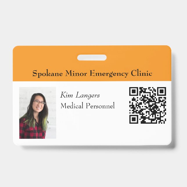 Badge Photo d'identification horizontale et code QR Badg (Avant)