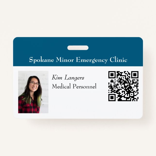 Badge Photo d'identification horizontale et code QR Badg (Devant)