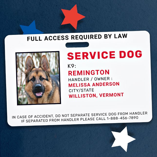 Badge photo d'identification pour chien de service (Créateur téléchargé)