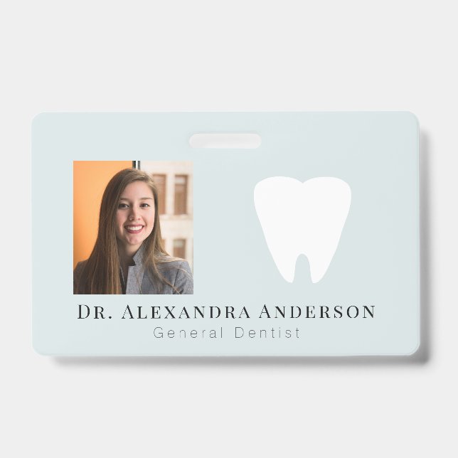 Badge Photo d'identité de dentiste dents blanches fond b (Avant)