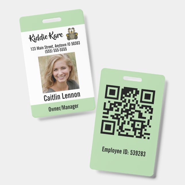Badge Photo d'identité de l'employé (Avant & arrière)